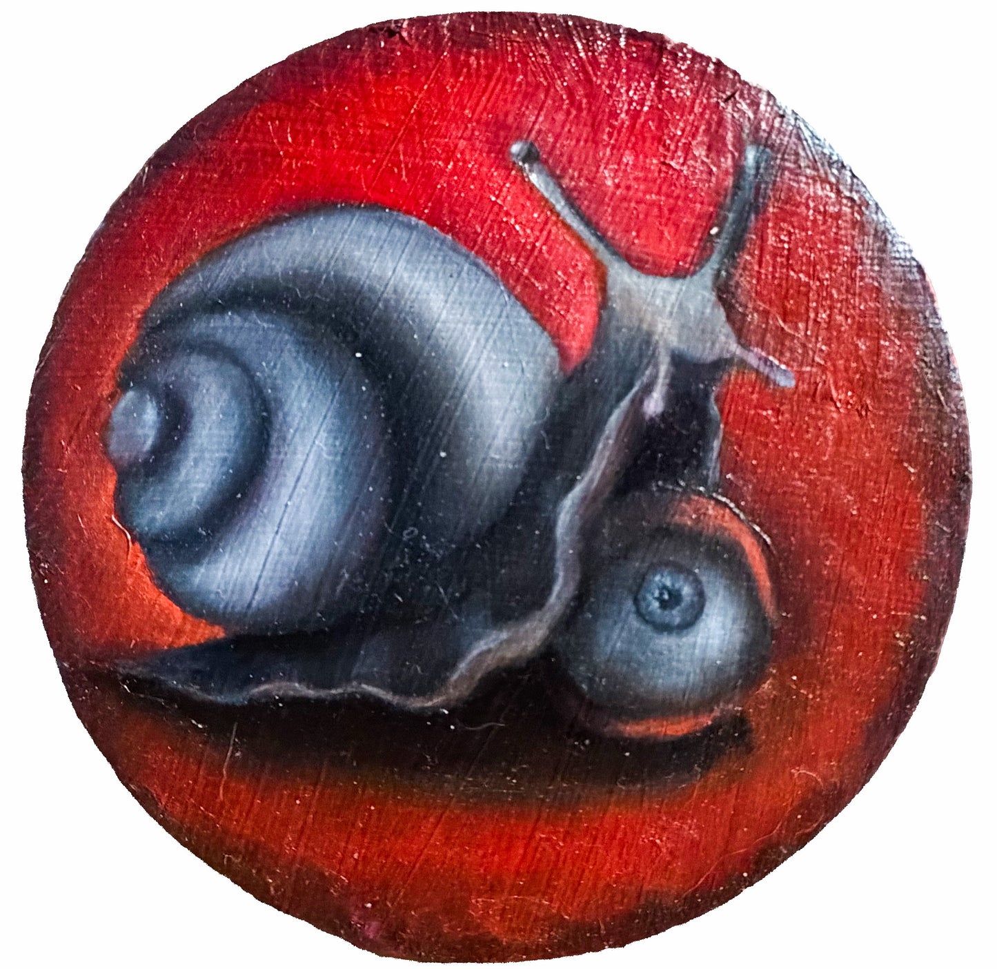 "Sneyed" Original 4"x4" Round Framed Oil Painting on Canvas Panel
